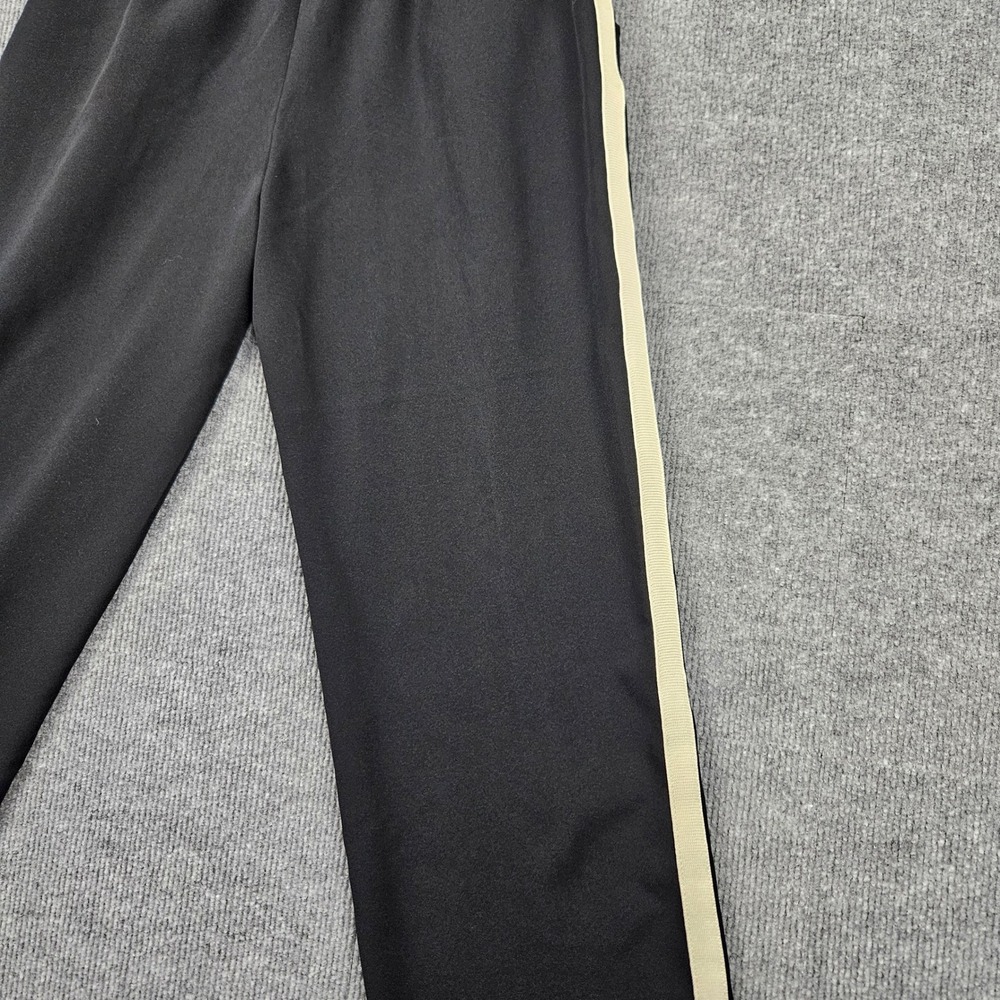 Zara Womens Black Wide Leg Track Pants Cream Side Stripe Drawstring Medium - Picture 4 of 5